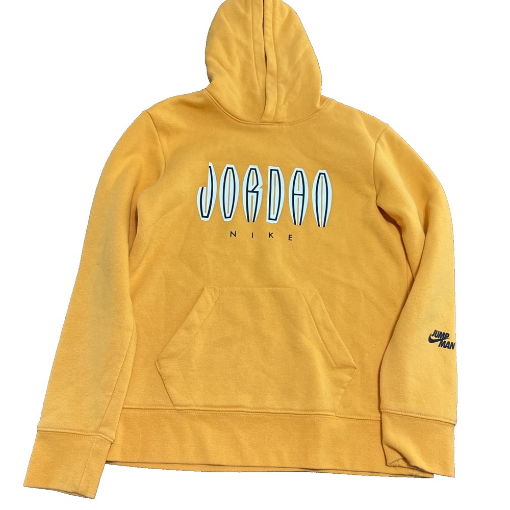 NIKE AIR JORDAN Jumpman Colorful Gold Kangaroo Pocket Hoodie Youth Large 12-13